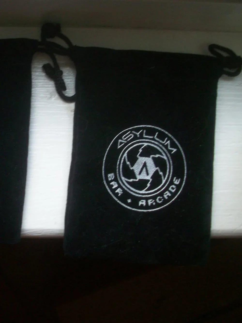 Dust Bag Drawstring 3x4” Mini Velour Storage Pouch Asylum Bar + Arcade Las Vegas